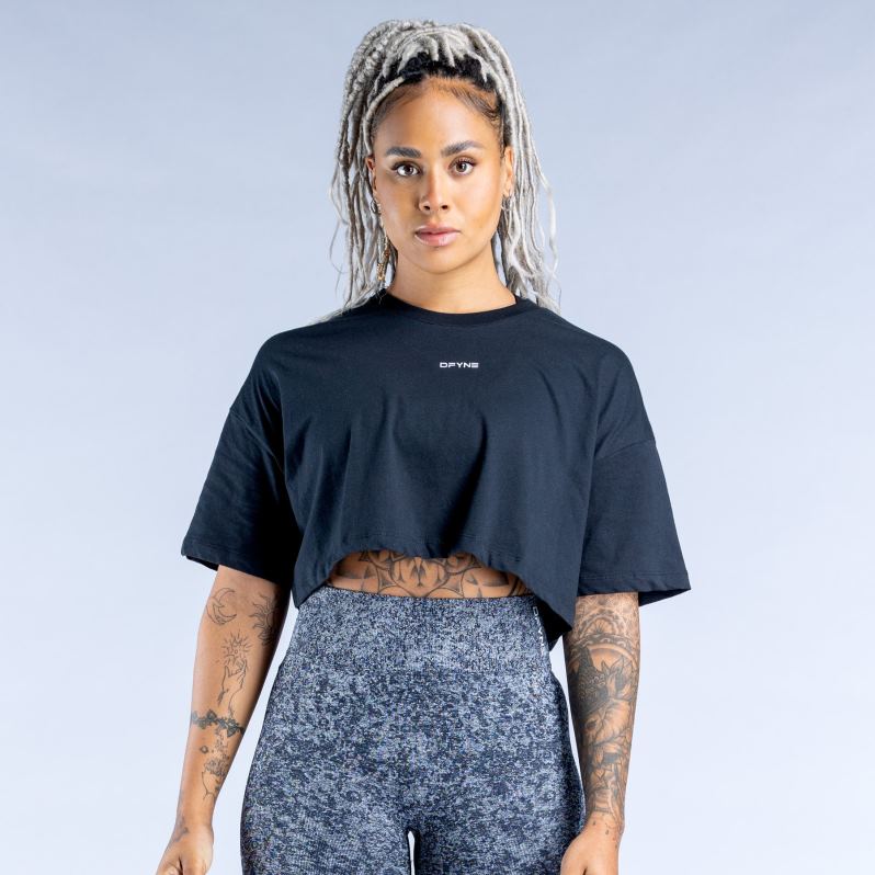 ropa HR0PN32 negro Dfyne revivir crop top