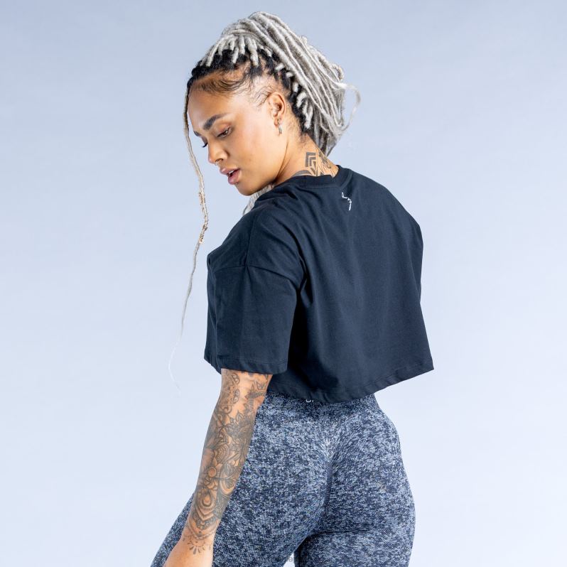 ropa HR0PN32 negro Dfyne revivir crop top