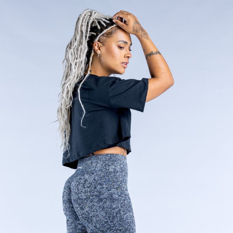 ropa HR0PN32 negro Dfyne revivir crop top