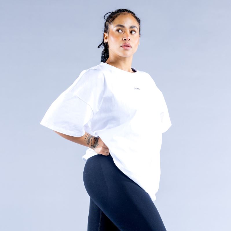 tapas HR0PN125 blanco brillante Dfyne luxe revive camiseta extragrande