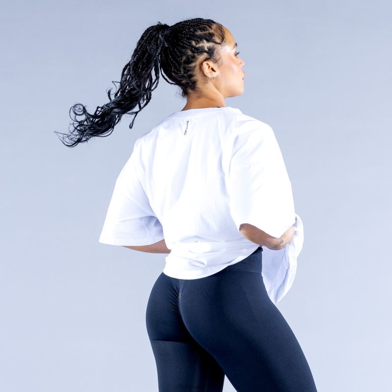 tapas HR0PN125 blanco brillante Dfyne luxe revive camiseta extragrande