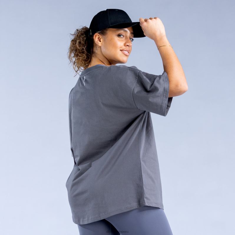 tapas HR0PN137 gris oscuro Dfyne luxe revive camiseta extragrande